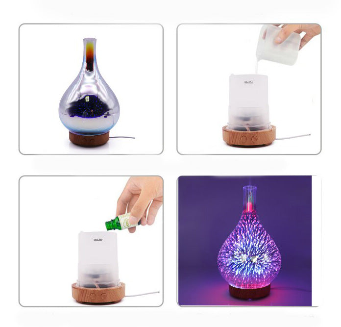 LumiGlow - 3D fyrverkeri lysskjerm Luftfukter med USB-drevet