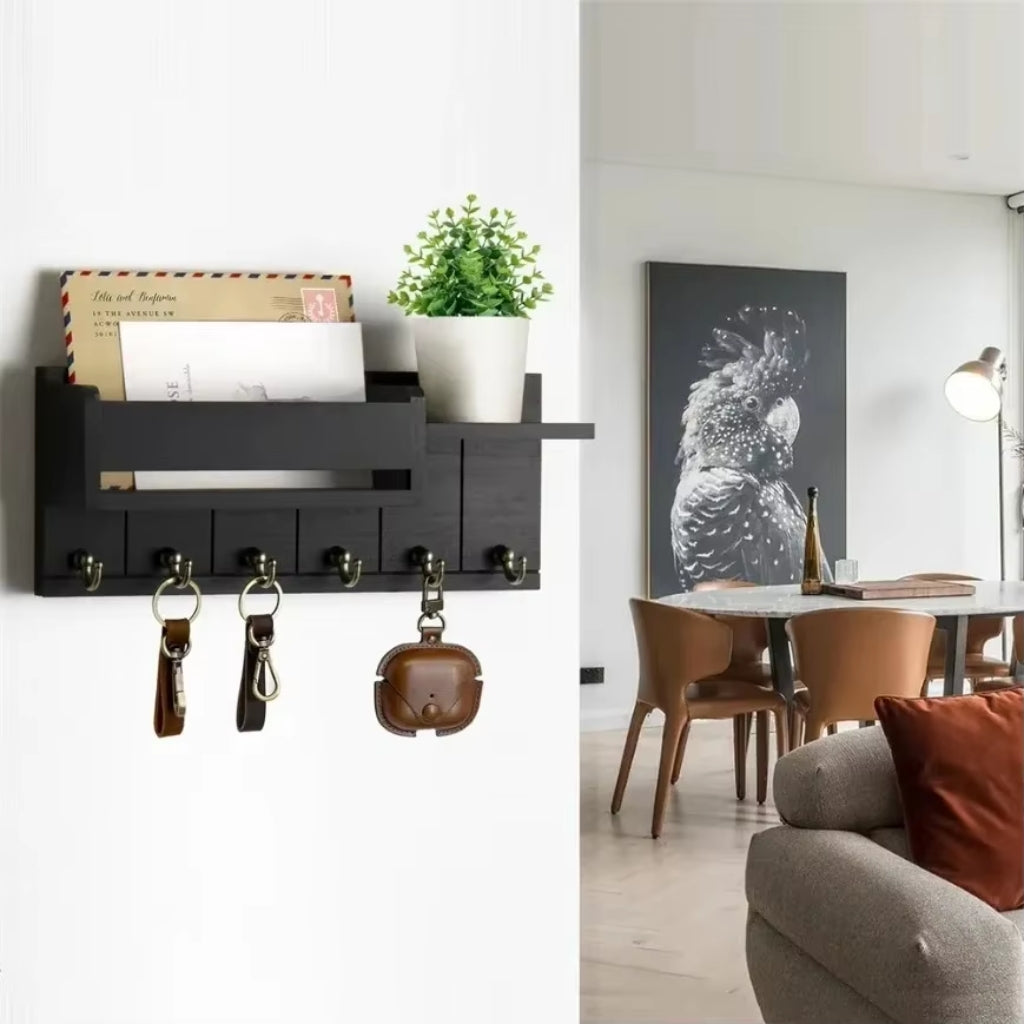 EntryRack – Nøkkelholder med Hylle og 7 Kroker