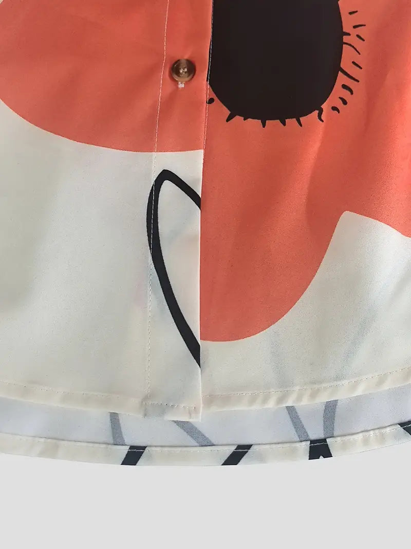 Tessa - Skjortekjole med dristig blomstertrykk og rynket rygg