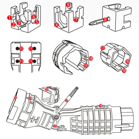 ProFix - 18-i-1 multifunksjonell krannøkkel for trange steder og enkle rørleggerreparasjoner