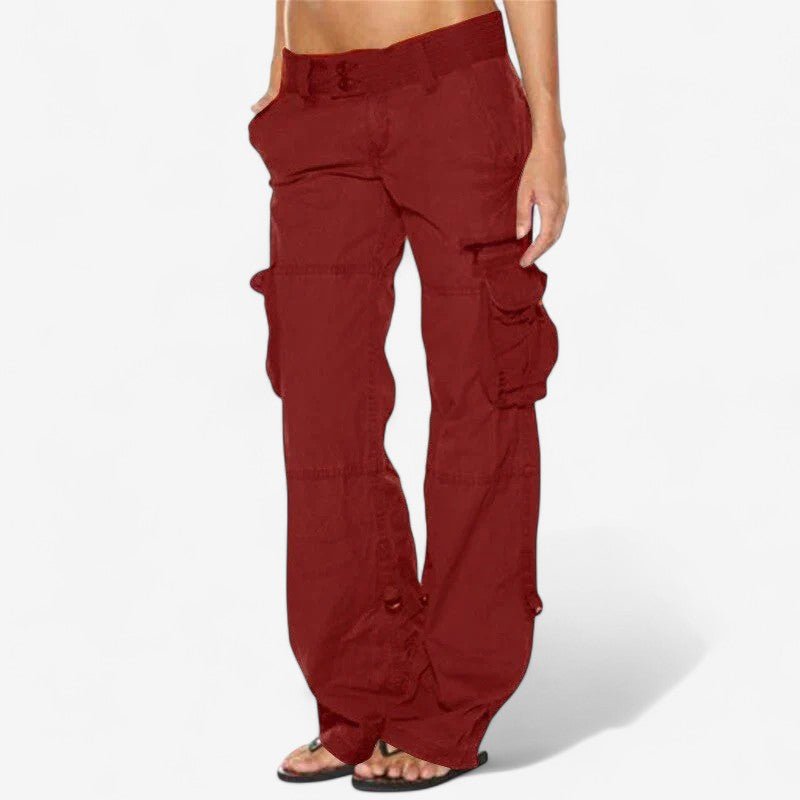 Tervia – Cargobukser med Rett Passform og Middels Høy Midje