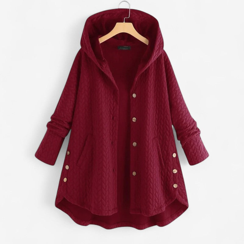 Norvella – Vattert Jakke med Hette og Knapplukking