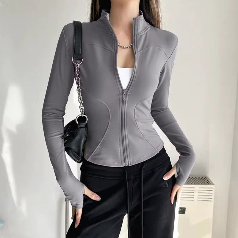 Hedda – Langermet Jakke med Ståkrage og Glidelås