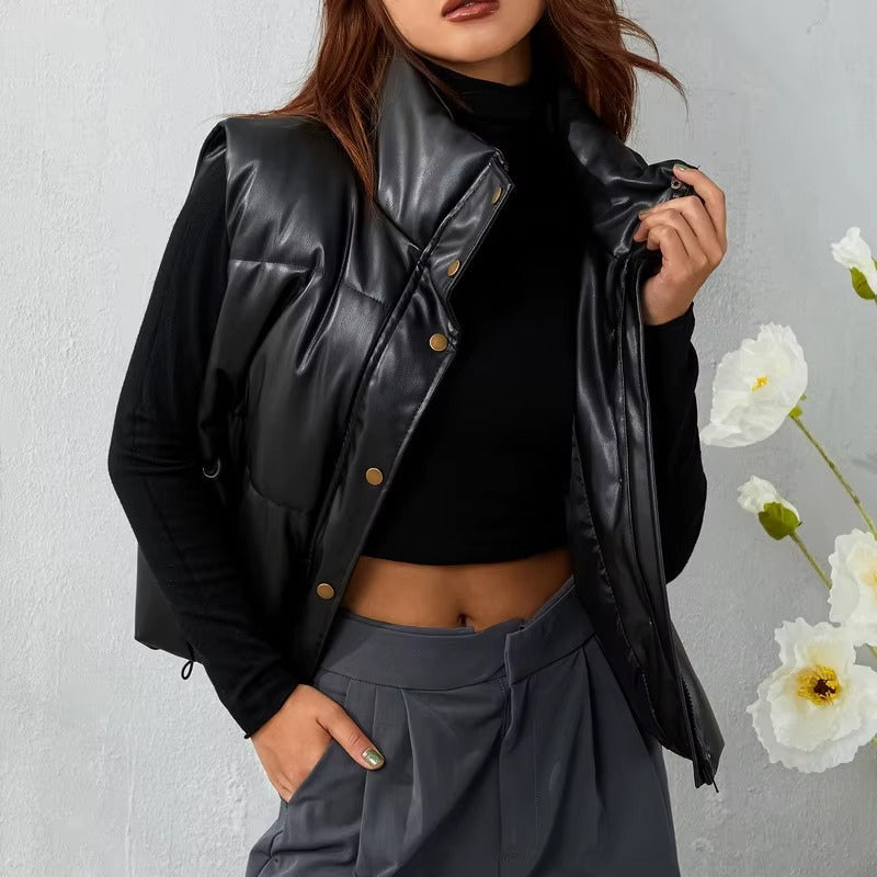 Kristine – Utenermet Polstret Vest med Dobbel Lukking og Lomme på Siden