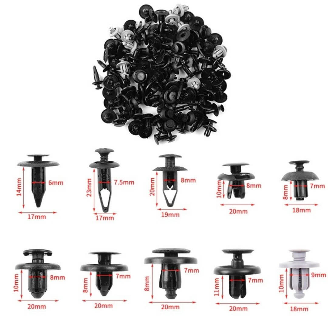 AutoFix - 10-delt sett med festeklips for bilreparasjoner og trimdeler