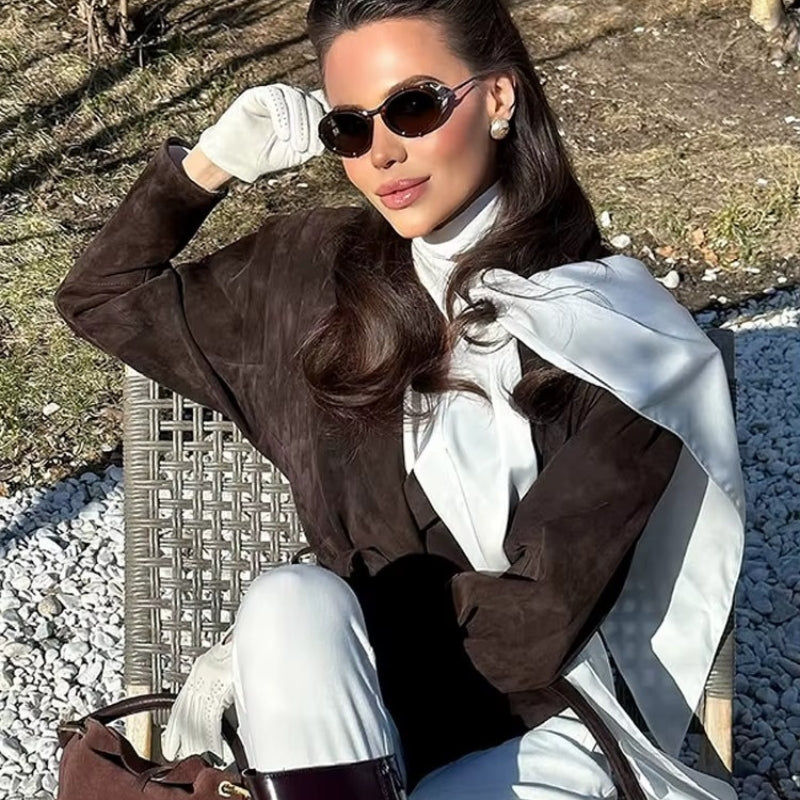 Mathea – Jakke med Langermet og Livbelte med Knapper