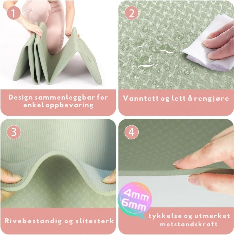 AlignMat - Sammenleggbar yogamatte med sklisikker overflate og bærbarhet