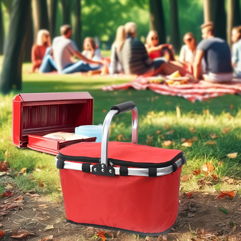 PicniGo – Sammenleggbar Isolert Piknikkurv med 3-i-1 Håndtak