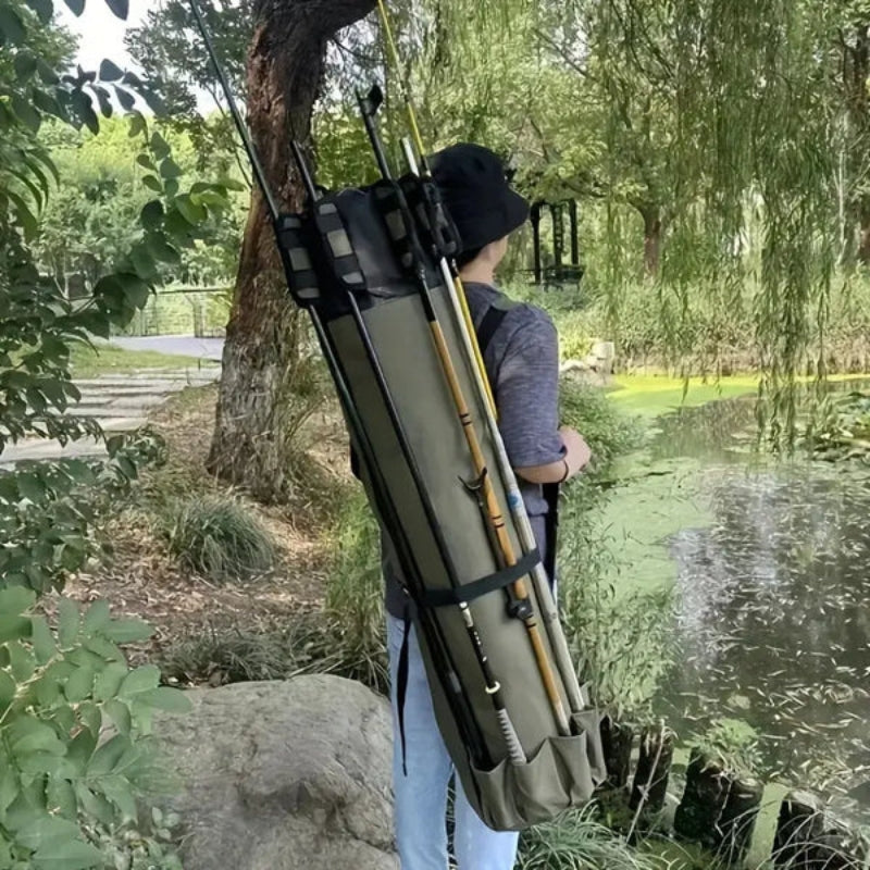 RodMate – Sammenleggbar Fiskestang Bærebag med Oppbevaring for Opptil 5 Stenger