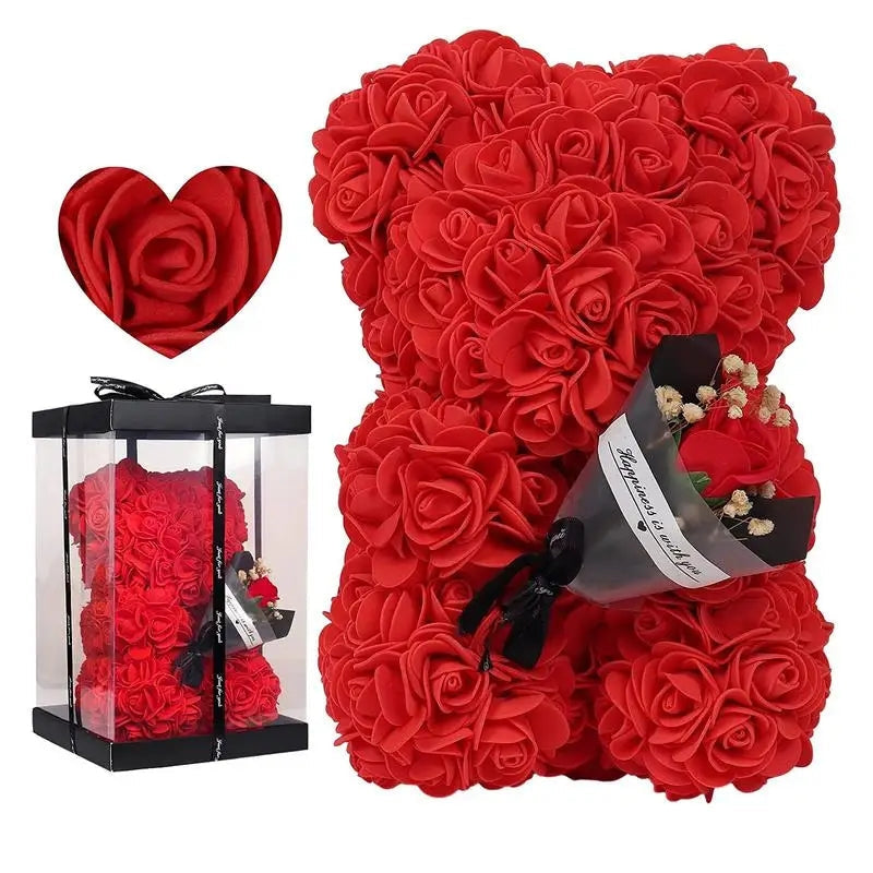 RoseBloom – Klassisk blomsterteddybjørnpynt med gavebukett
