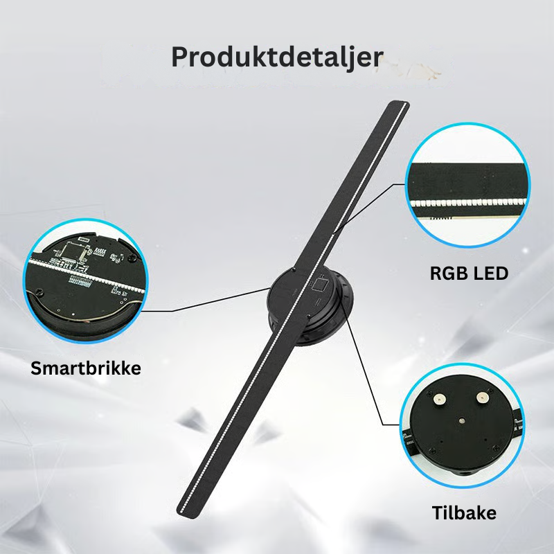 HoloSpin – WiFi 3D hologramvifte projektor med flytende lysvisualer