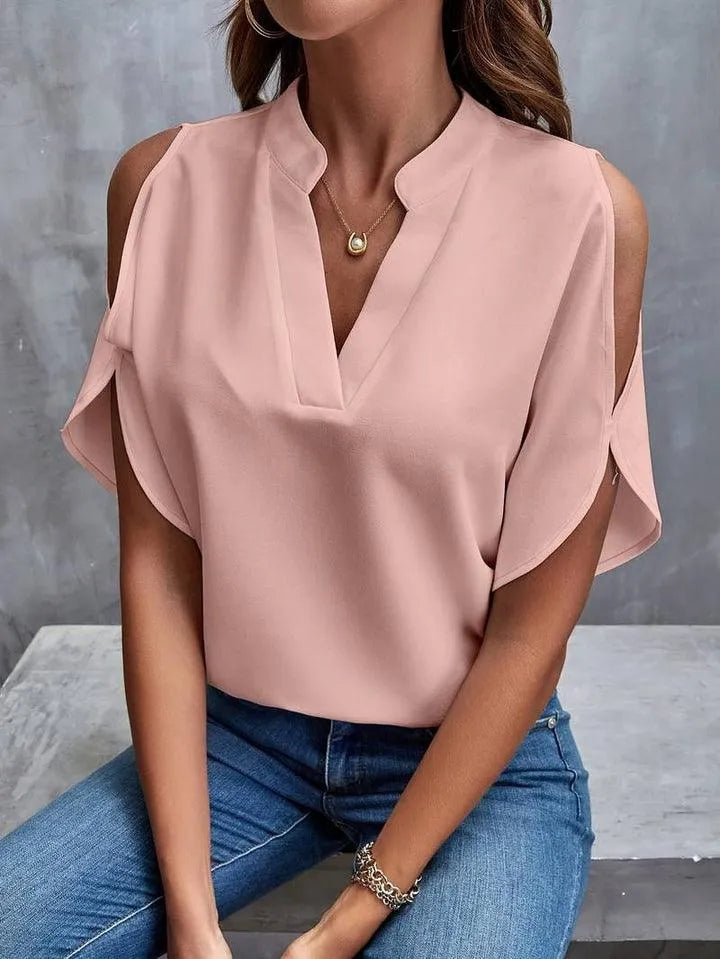 Sofia - Bluse med hakk og delte ermer for en moderne og chic look