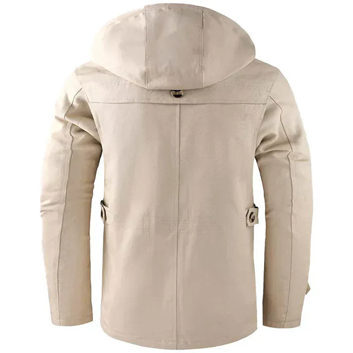 Andreas - Langermet jakke med hette og knapper med flere lommer