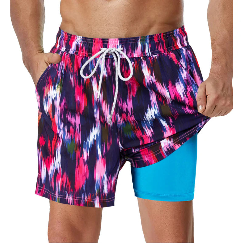 EthanFit - 2-i-1 badeshorts for menn med kompresjonsfor for aktive eventyr