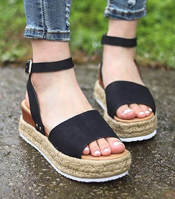 StrideUp - Espadrillesandaler med plattform og justerbar ankelrem