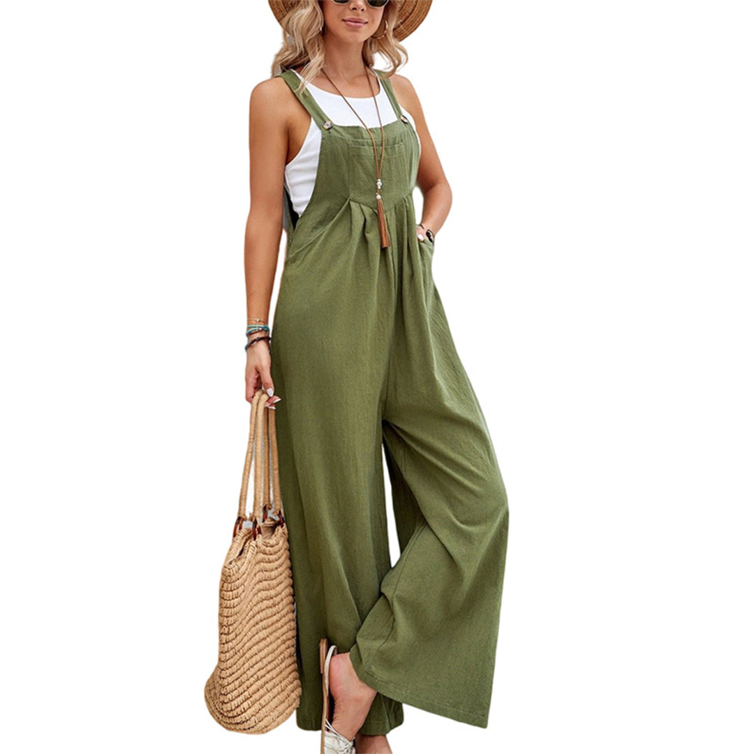 Mia - Jumpsuit med bred passform med justerbare stropper og brede ben