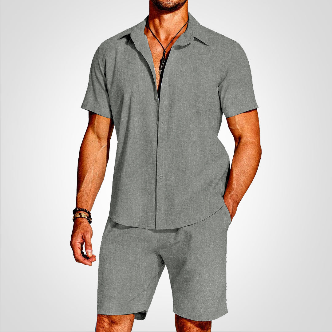 Breeze - 2-delt sett med skjorte med krage og matchende shorts for en raffinert