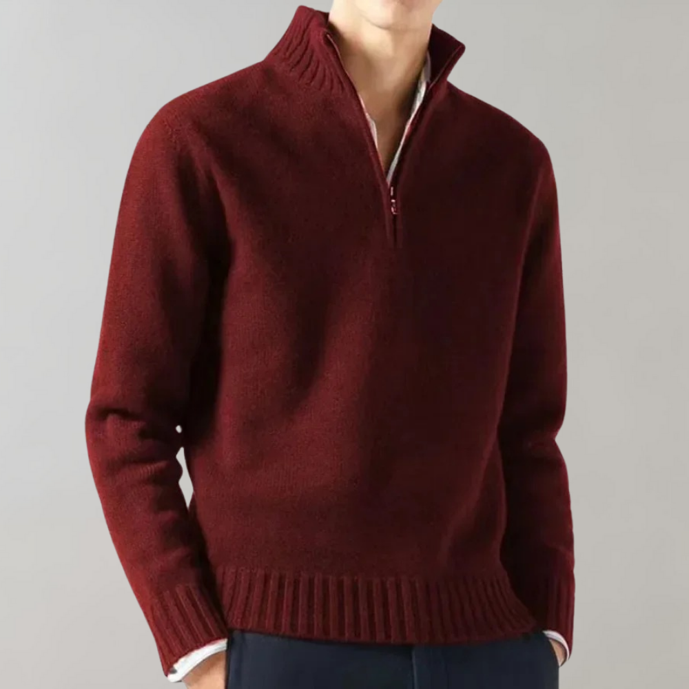 Carson - Kvart glidelås sweatshirt med skreddersydd passform og ribbede detaljer