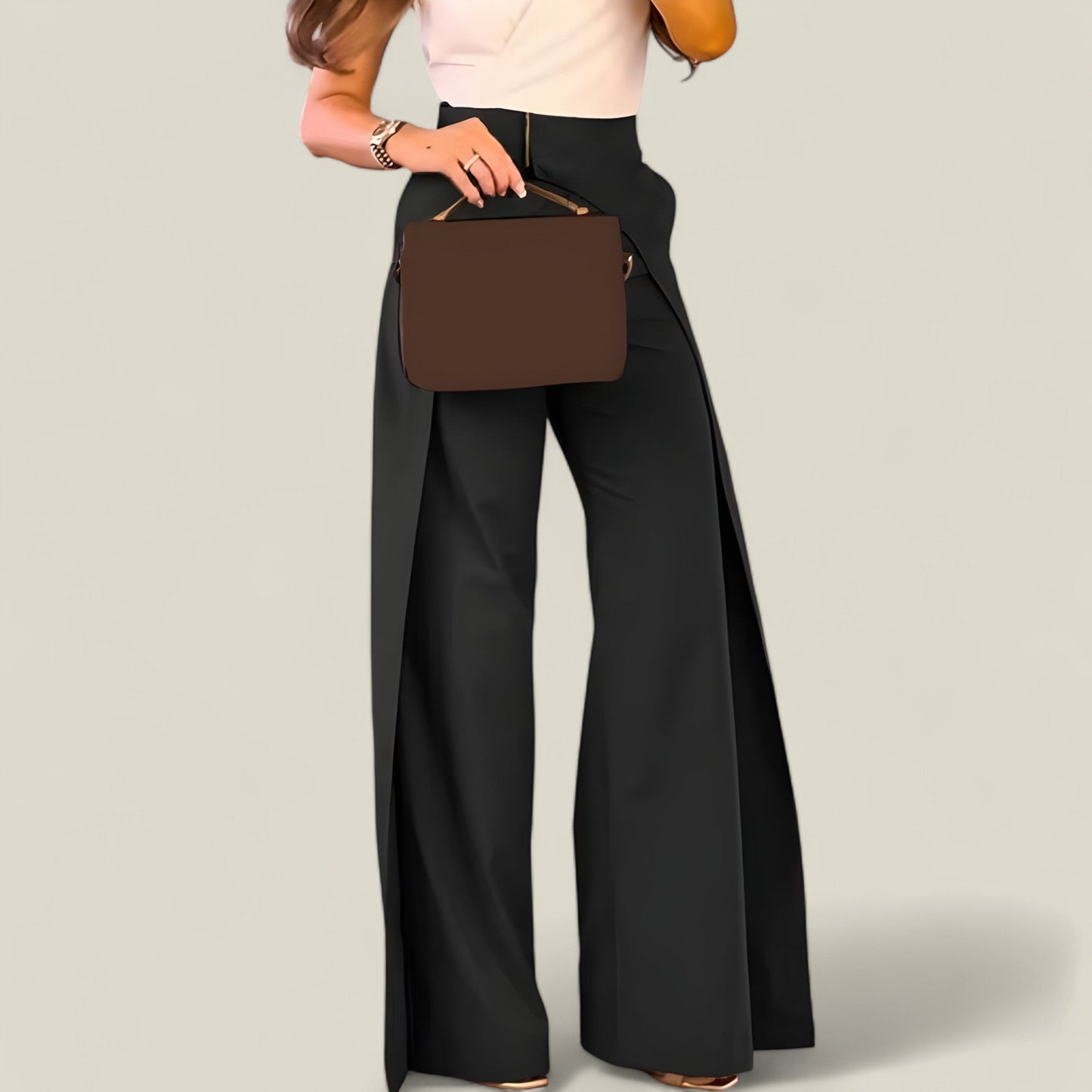 Emma - Moderne Asymmetrisk Bukser Dame med Høy Midje-2