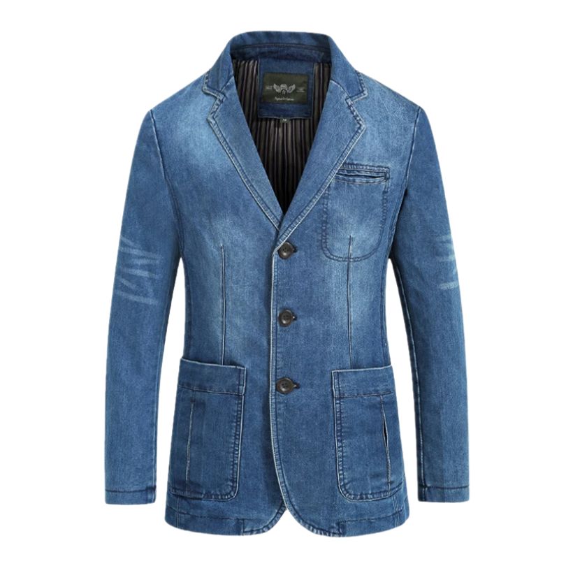 Lucas - Stilig denimjakke med knappelukking foran og funksjonelle lommer