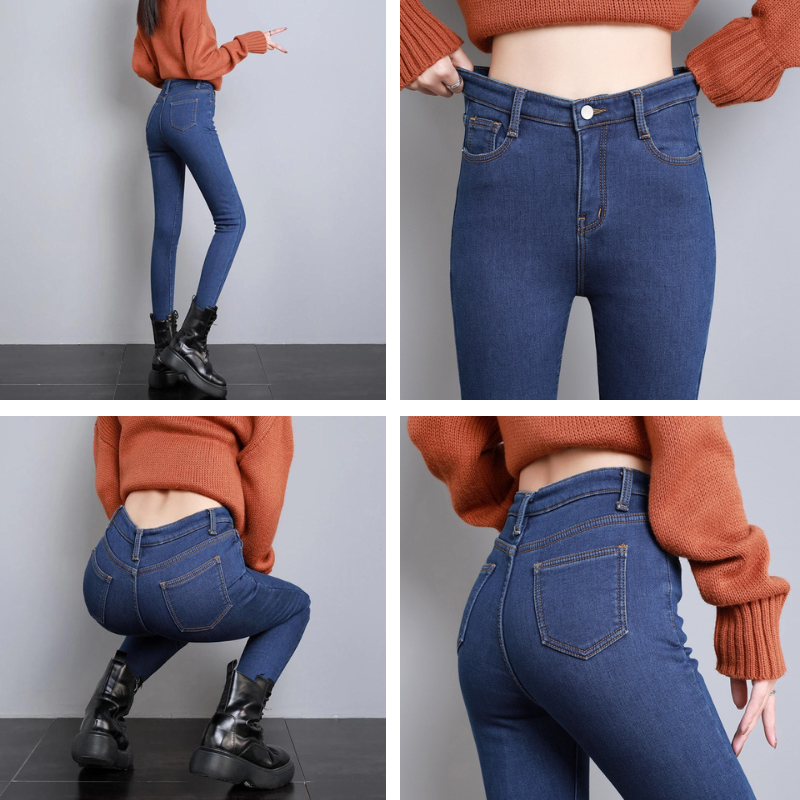 Olivia - Skinny jeans med høy midje og femlommestil