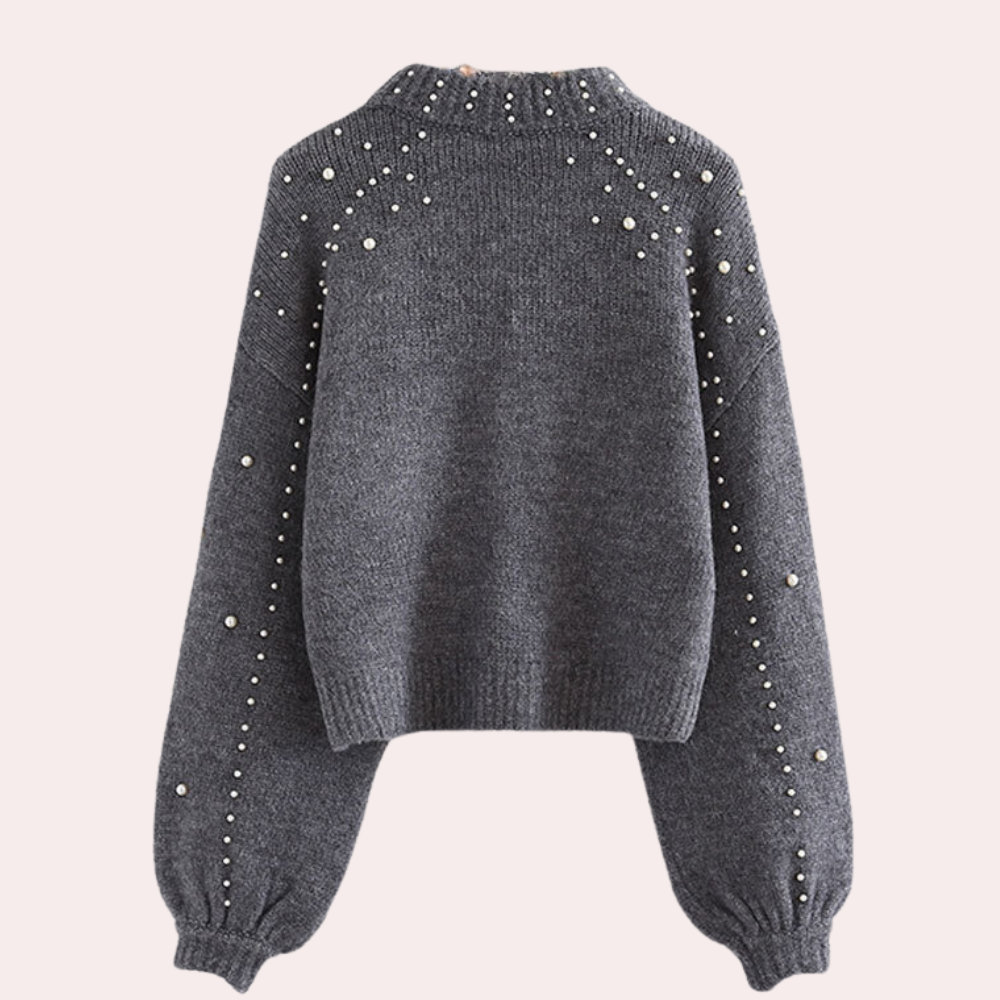Evelyn - Genser med puffede ermer med perledetaljer