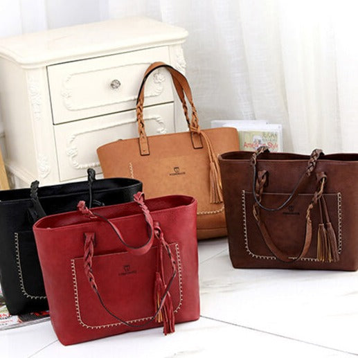 Sophie - Stilig skulderveske med flettede håndtak