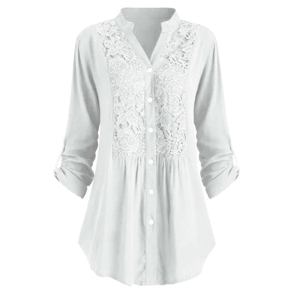 Hailei – Elegant Lang Bluse med Trendy Puffermer