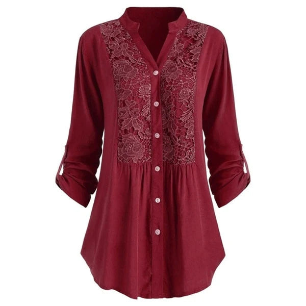 Hailei – Elegant Lang Bluse med Trendy Puffermer