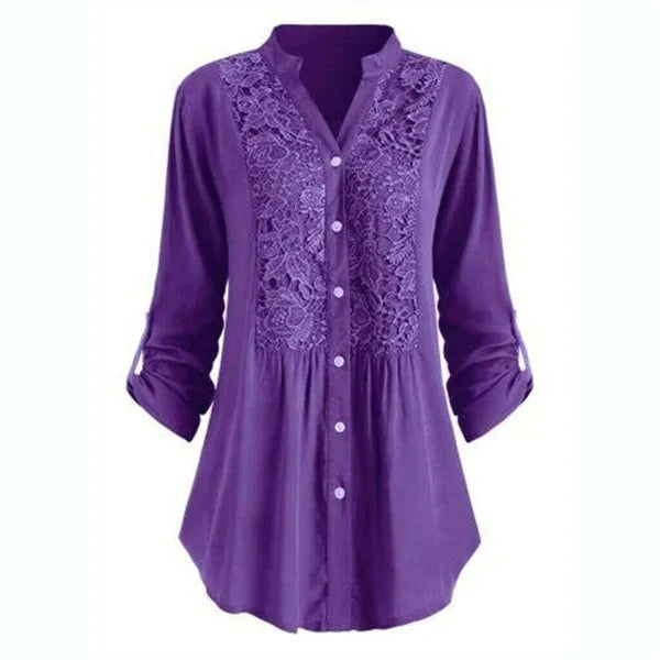Hailei – Elegant Lang Bluse med Trendy Puffermer