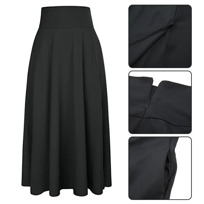 Savannah - Lang skjørt med høy midje med buet silhuett og lommer