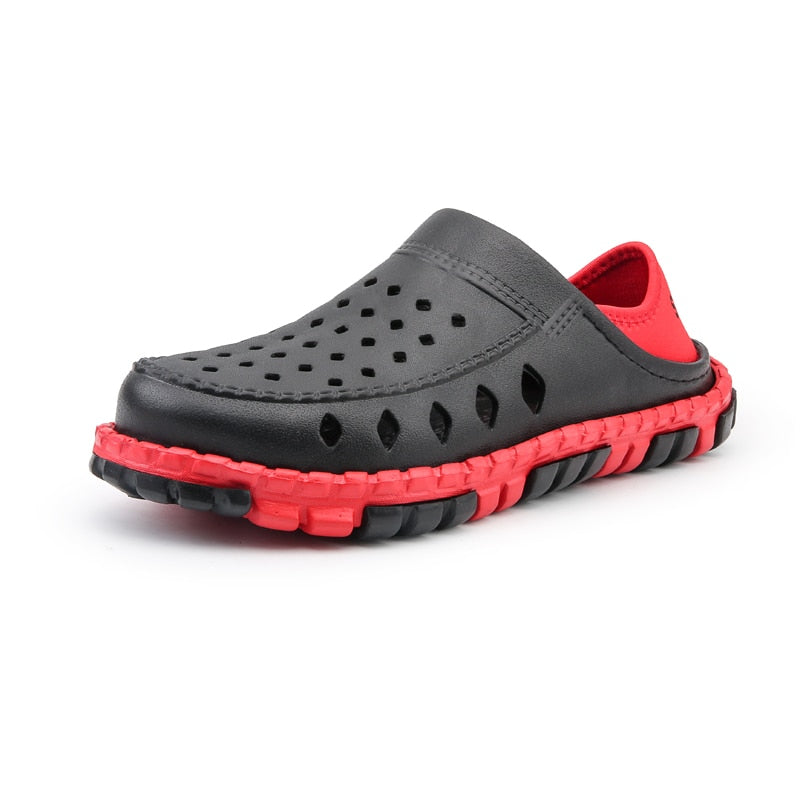 Michael - Røde og svarte sporty tresko med polstret fotseng