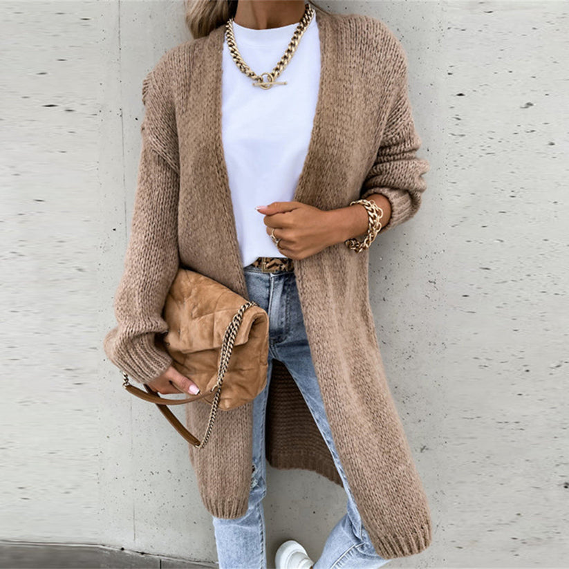 Hanna - Langermet Løs Strikket Cardigan for Komfort og Stil