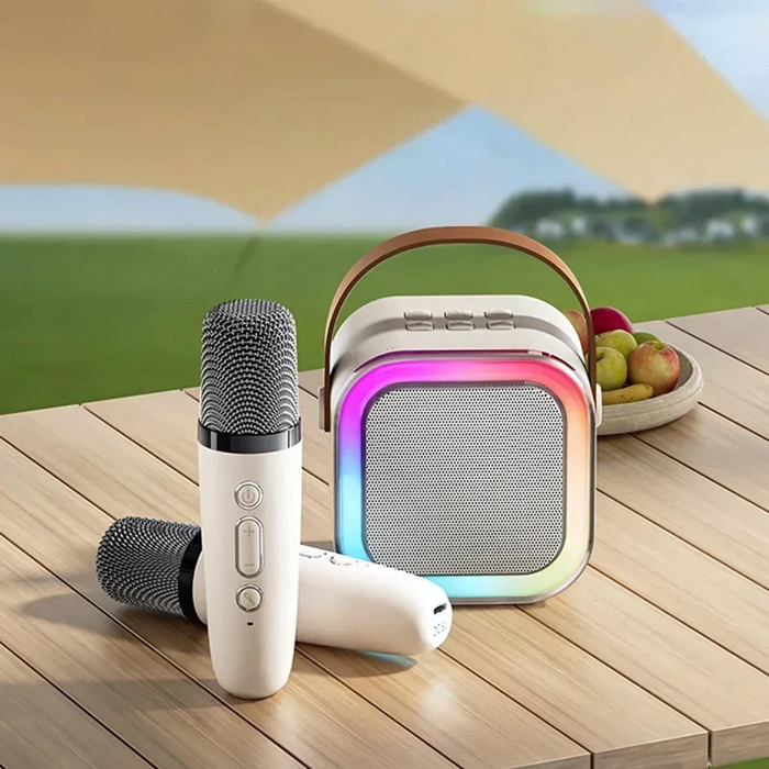 EchoTune – Kompakt mini karaokehøyttaler med trådløse mikrofoner og klar lyd