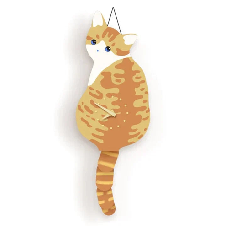 MeowMotion – Stille veggklokke med kattesilhuett og bevegelig halefunksjon
