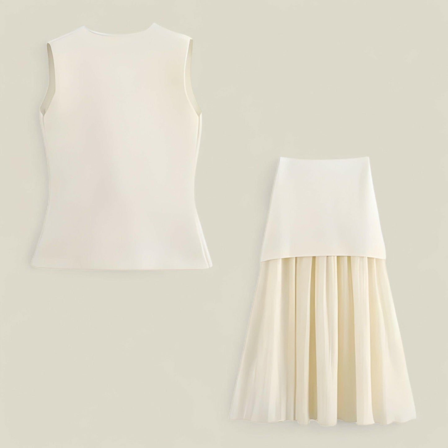 Sophia - Elegant todelt sett med strikket cardigan og plissert midiskjørt