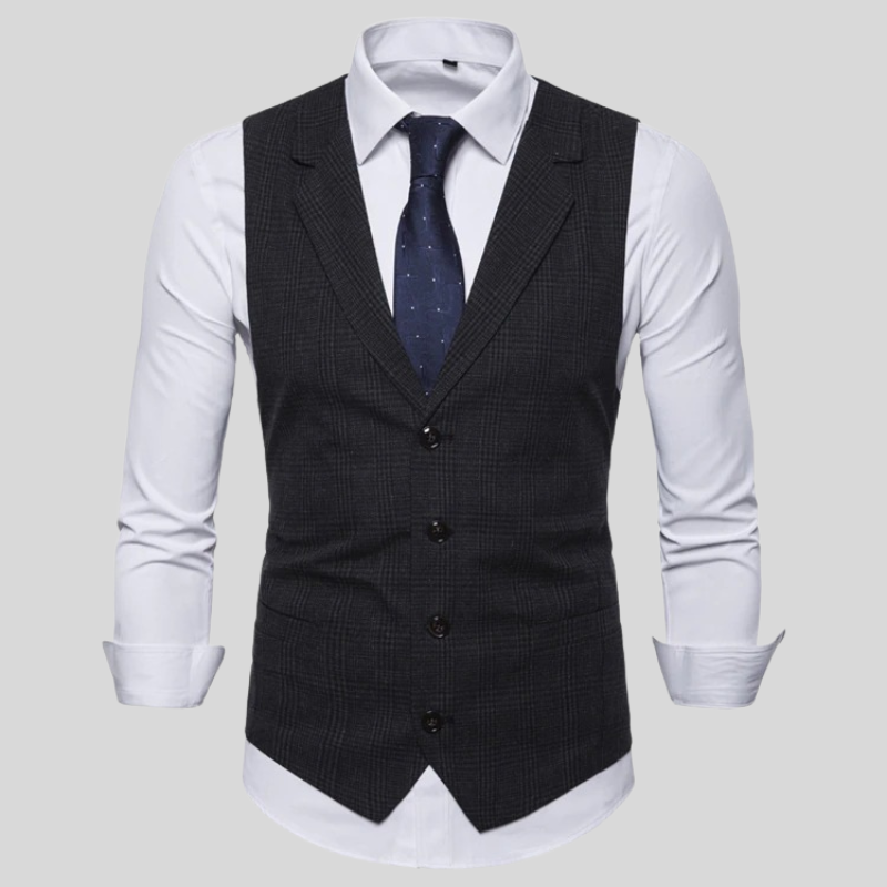 Steven - Slim fit rutete vest med knappe lukking og welt lommer