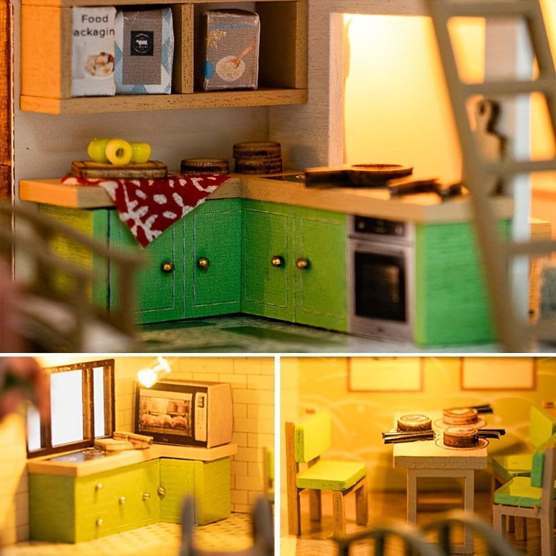 LichtNest – Kreativ miniatyrhusmodell med LED-belysning for hobbyfolk