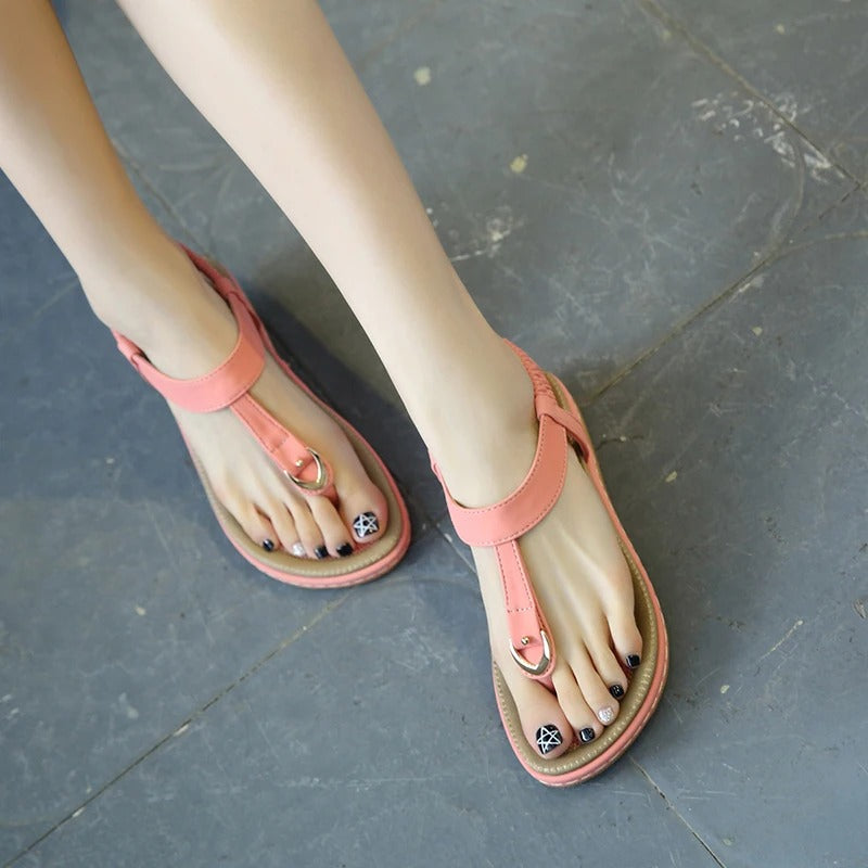 Sophia - Polstrede sandaler med T-rem og elastisk ankelrem