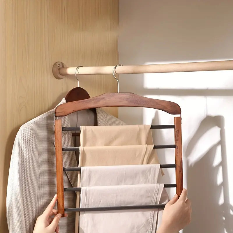 WoodFlex – Multifunksjonell Kleshenger i Tre med Plassbesparende Design