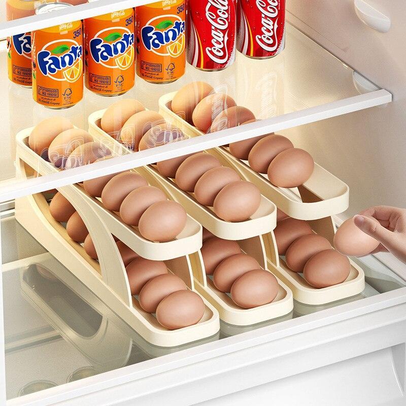 EggBasket - Kompakt eggoppbevaring med automatisk rotasjon for optimal ferskhet| 1+1 Gratis