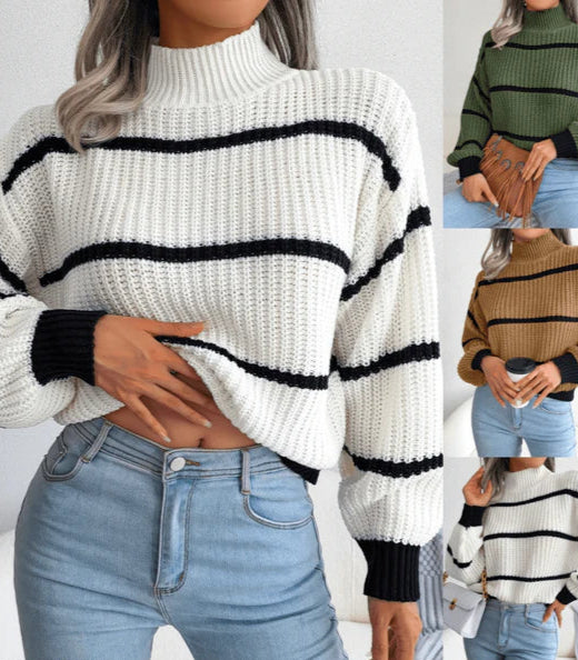 ChicStriped - Stripete rullehalsgenser med rullekrage