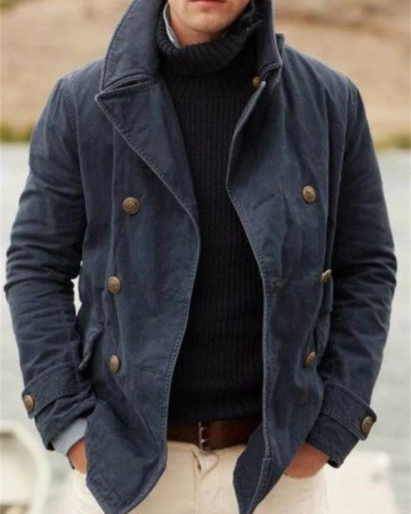 Julian - Stilren Langermet Denimjakke med Klassisk Krage og Knapper