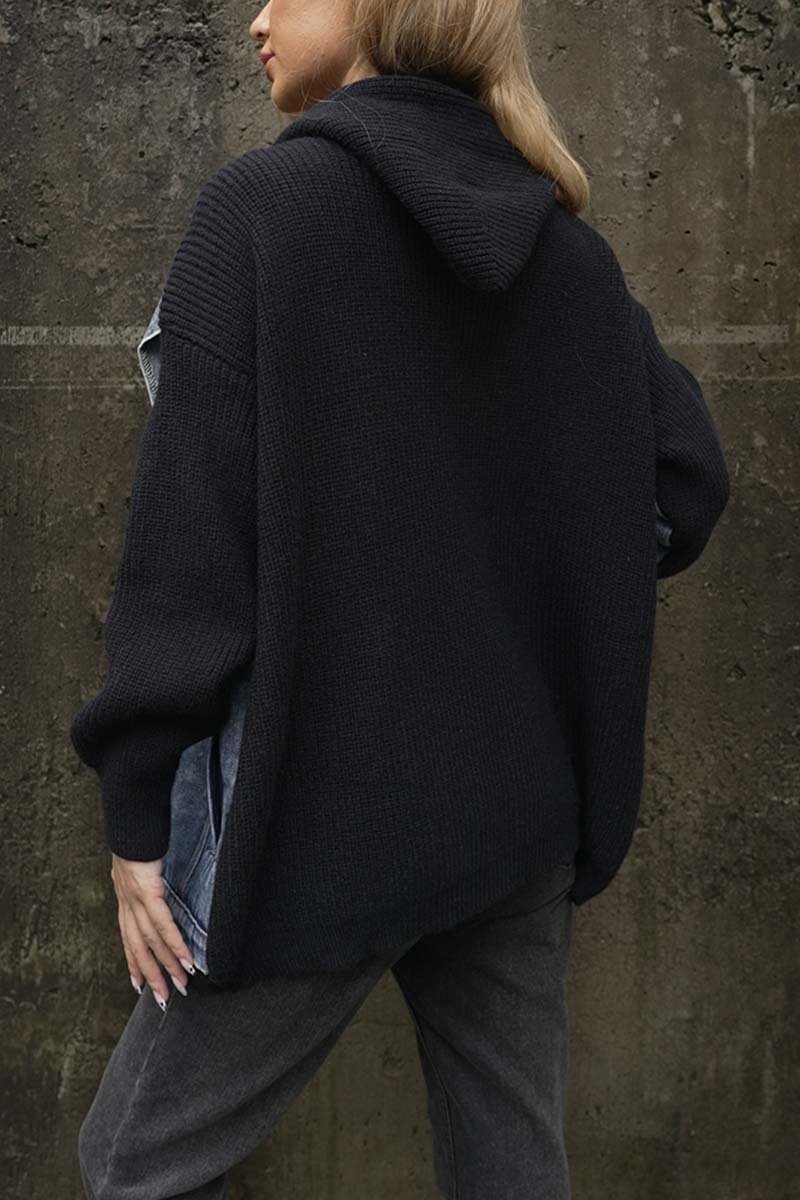 Elara - Patchworkjakke Med Hette i Dongeri