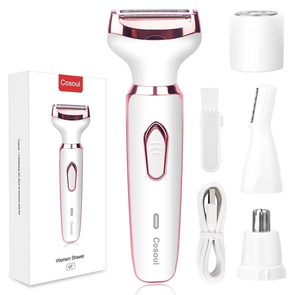 SmoothEase - 4-i-1 elektrisk barbermaskin med oppladbart batteri og vanntett design