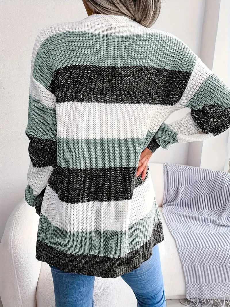 Naomi - Trendy stripete cardigan med oversized passform