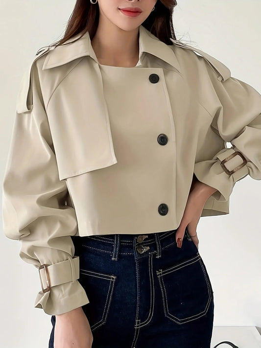 Emilia - Dobbelbrystet trenchcoat med lange ermer
