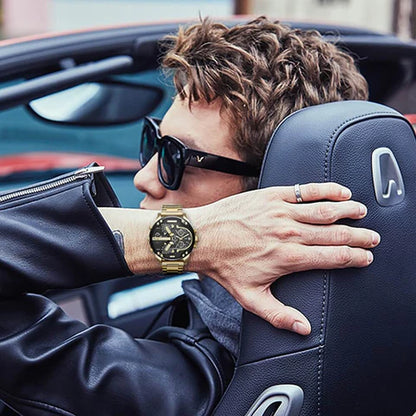 VegaTime - Fet analog kvartsklokke med kronograf og datofunksjon