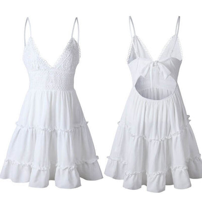 VivaLuxe - Elegant kjole med V-hals og ryggløs design