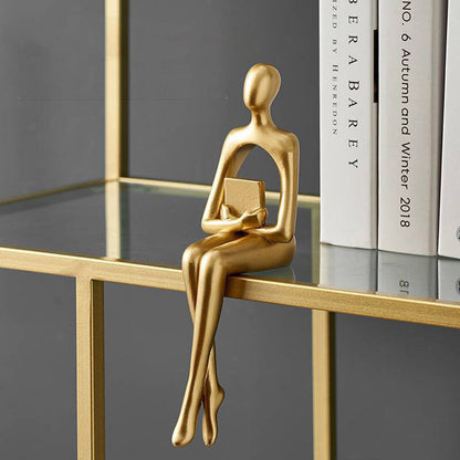 GoldenVibe - Abstrakt tenker gyllen statue for hjemmedekorasjon